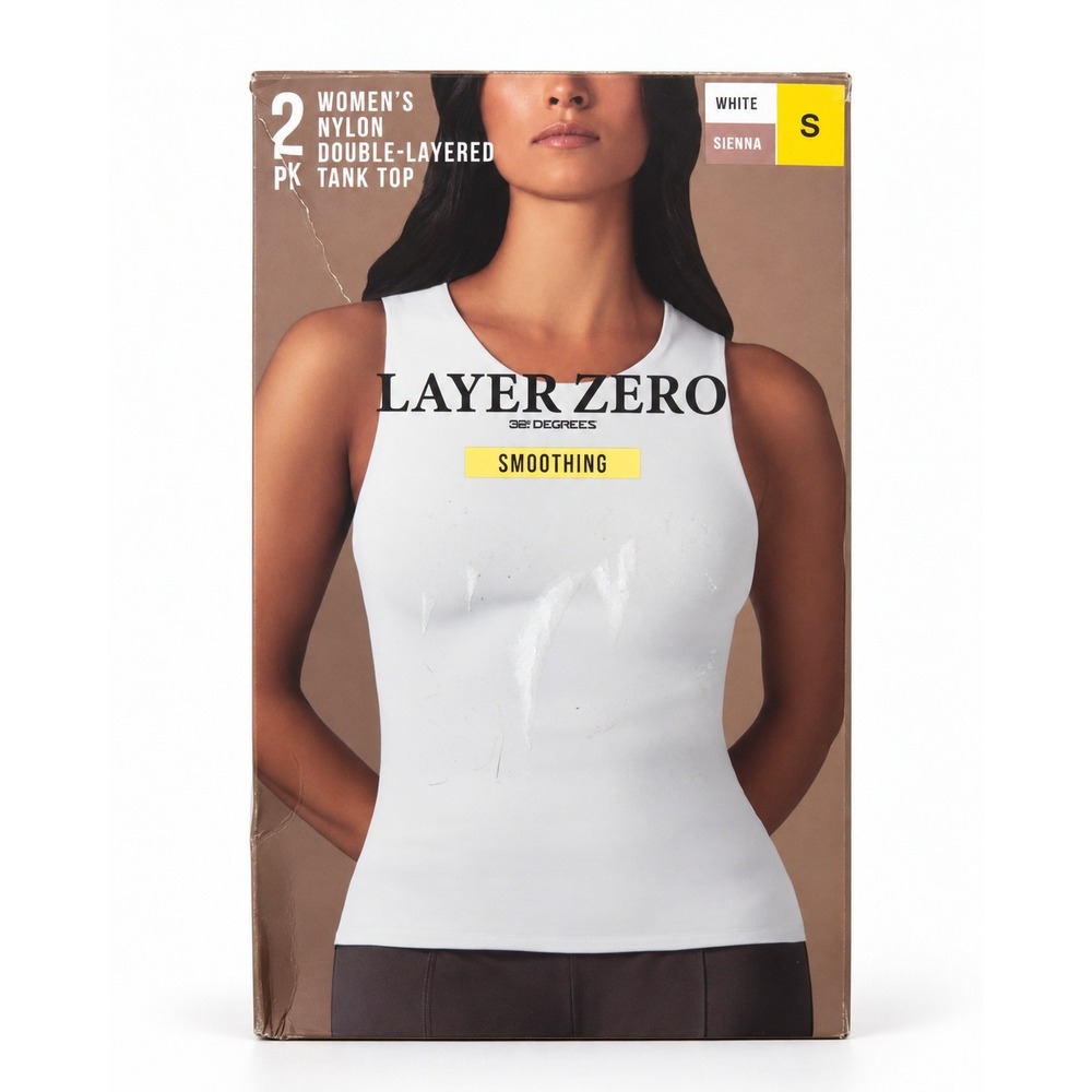 32 Degrees Layer Zero 2 Pack Smoothing Tank Tops White Sienna Small NIB